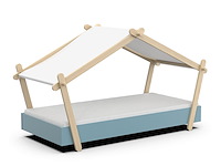 Kinderbed lodge | 223,2 x 105,5 x 129,7 cm | blauw-wit - afbeelding 2 van  7