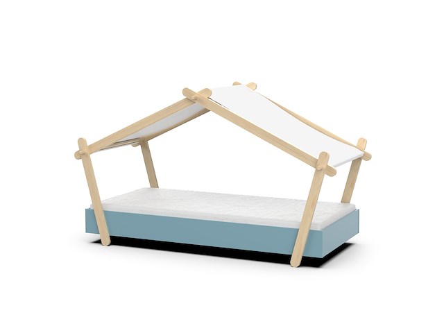Kinderbed lodge | 223,2 x 105,5 x 129,7 cm | blauw-wit - afbeelding 3 van  7