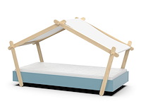 Kinderbed lodge | 223,2 x 105,5 x 129,7 cm | blauw-wit - afbeelding 3 van  7