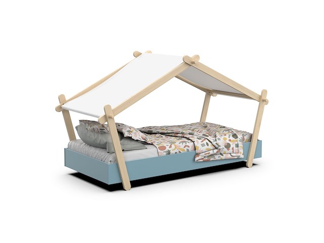Kinderbed lodge | 223,2 x 105,5 x 129,7 cm | blauw-wit - afbeelding 4 van  7