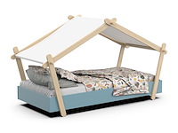 Kinderbed lodge | 223,2 x 105,5 x 129,7 cm | blauw-wit - afbeelding 4 van  7