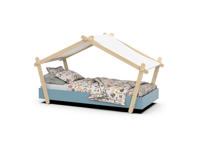 Kinderbed lodge | 223,2 x 105,5 x 129,7 cm | blauw-wit - afbeelding 5 van  7