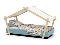 Kinderbed lodge | 223,2 x 105,5 x 129,7 cm | blauw-wit - afbeelding 5 van  7