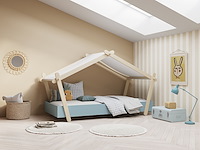 Kinderbed lodge | 223,2 x 105,5 x 129,7 cm | blauw-wit - afbeelding 7 van  7