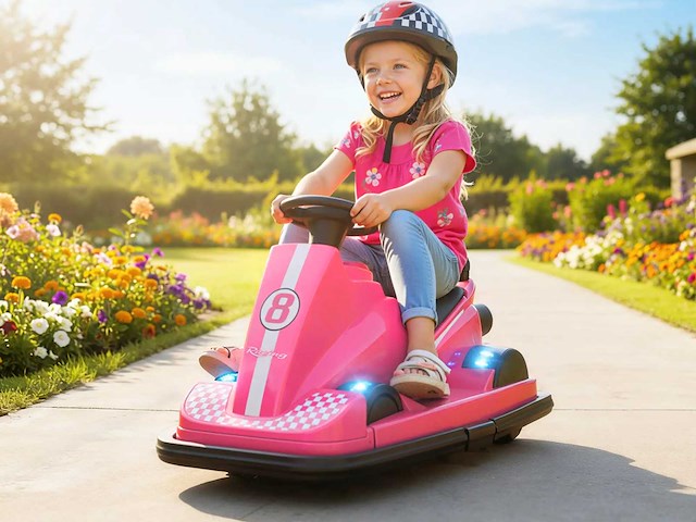 Kinderbotsauto, 360° rotatie, stuurwiel, ed-lichten - afbeelding 1 van  8