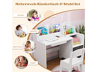 Kinderbureau met boekenkast in witte melamine - afbeelding 3 van  5