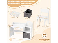 Kinderbureau met boekenkast in witte melamine - afbeelding 4 van  5