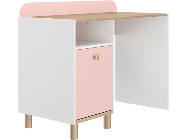 Kinderbureau romy | 110 x 52 x 85 cm | wit-pastelroze - afbeelding 2 van  6