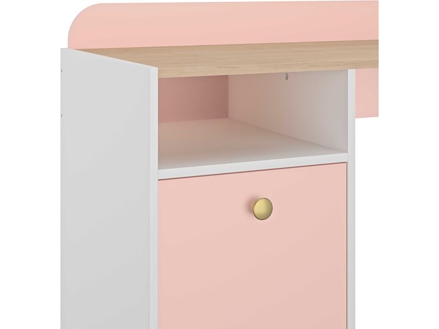 Kinderbureau romy | 110 x 52 x 85 cm | wit-pastelroze - afbeelding 4 van  6