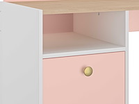 Kinderbureau romy | 110 x 52 x 85 cm | wit-pastelroze - afbeelding 4 van  6