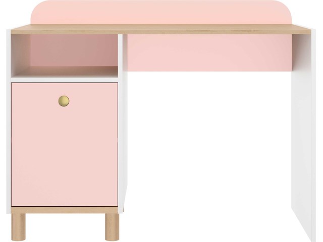 Kinderbureau romy | 110 x 52 x 85 cm | wit-pastelroze - afbeelding 1 van  6