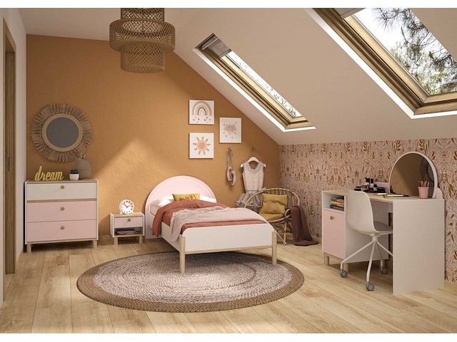 Kinderbureau romy | 110 x 52 x 85 cm | wit-pastelroze - afbeelding 5 van  6