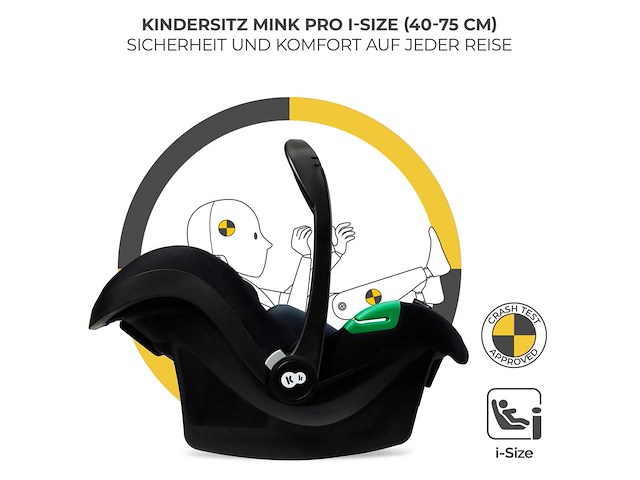 Kinderkraft moov 2 air 3-in-1 kinderwagen - opblaasbare wielen - 2-in-1 stoel - mink pro i-size autostoeltje inbegrepen - tot 27 kg - upf50+ cockpitkap - zwart - afbeelding 6 van  6