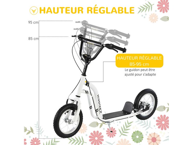 Kinderscooter, grote 12 inch rubberen pneumatische wielen - afbeelding 4 van  5
