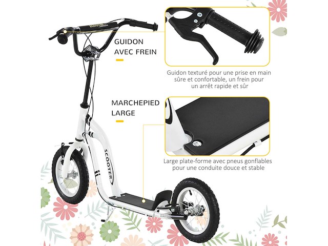 Kinderscooter, grote 12 inch rubberen pneumatische wielen - afbeelding 5 van  5