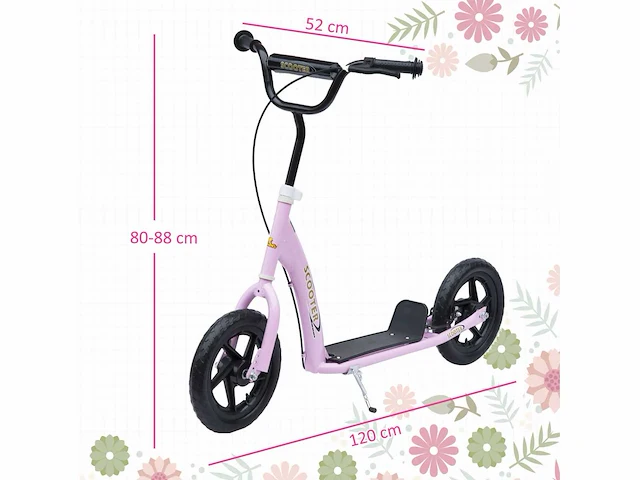 Kinderscooter scooterbanden 30 cm hoogte verstelbaar stuurhendel rem - afbeelding 3 van  5