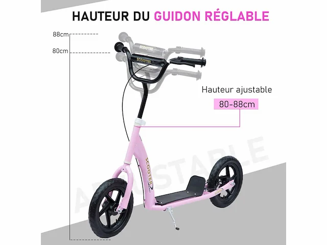 Kinderscooter scooterbanden 30 cm hoogte verstelbaar stuurhendel rem - afbeelding 5 van  5