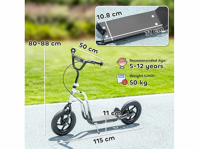 Kinderscooter van 5-12 jaar met rem, standaard en verstelbaar stuur - afbeelding 3 van  5