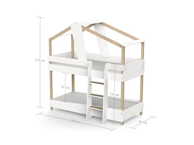 Kinderstapelbed timber | 204 x 112,3 x 214 cm | wit - afbeelding 2 van  4