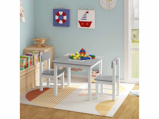 Kindertafel en stoelset, 1 kindertafel + 2 kinderstoelen - afbeelding 1 van  6
