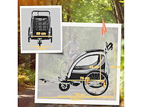 Kindertrailer, kinderwagen, met remmen, opvouwbaar, voor 2 kinderen, grijs/zwart - afbeelding 4 van  8
