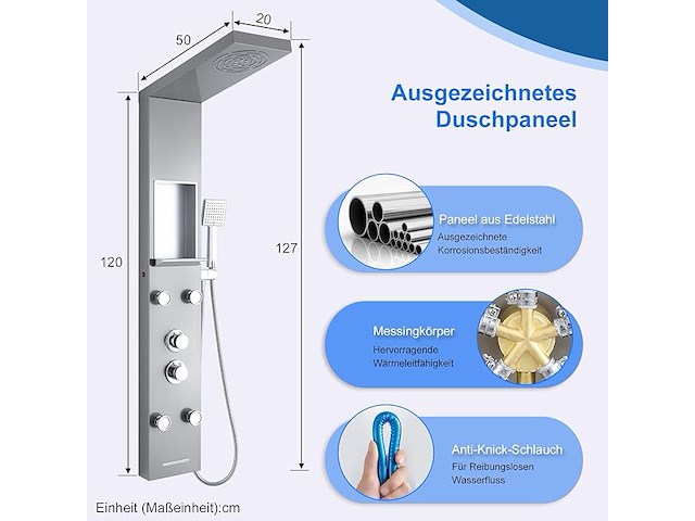 Kinkibos douchepaneel met plank en kraan - afbeelding 3 van  7