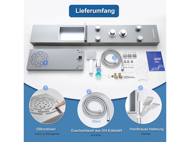 Kinkibos douchepaneel met plank en kraan - afbeelding 5 van  7