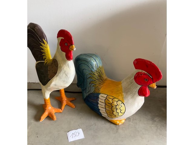 Kip/haan in papier marché - afbeelding 1 van  1