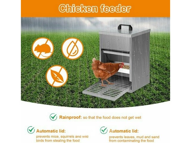 Kippen voederautomaat 5 kg - staand verzinkt anti-muis - afbeelding 3 van  3