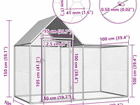 Kippenren 200x100x150 cm gegalvaniseerd staal - afbeelding 3 van  4