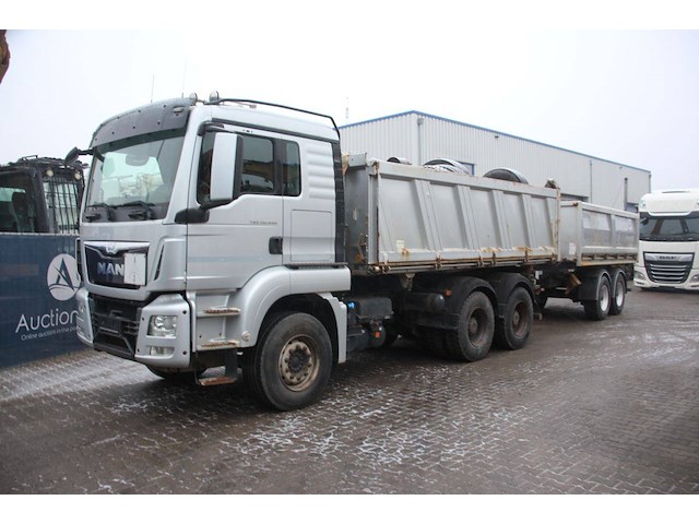 Kipper vrachtwagen man tgs 26.440 6x4 diesel 2014 met kippertrailer - afbeelding 1 van  1