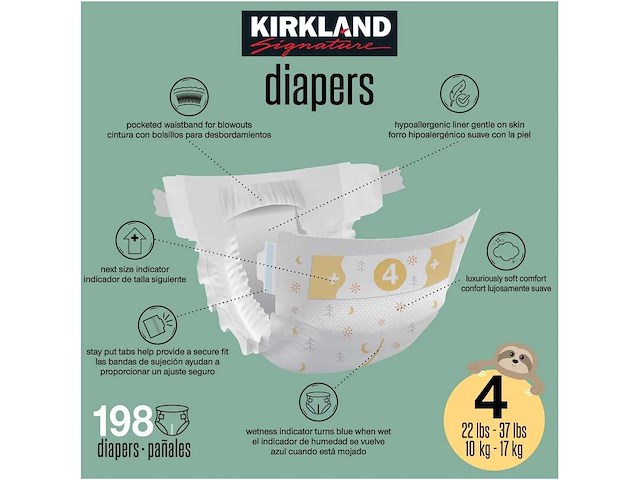 Kirkland signature luiers, maat 4 (198 stuks) (x3) - afbeelding 2 van  7
