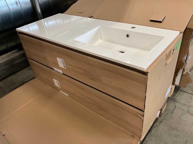 Kivu badkamerkast met wastafelblad en kolomkast - afbeelding 1 van  7