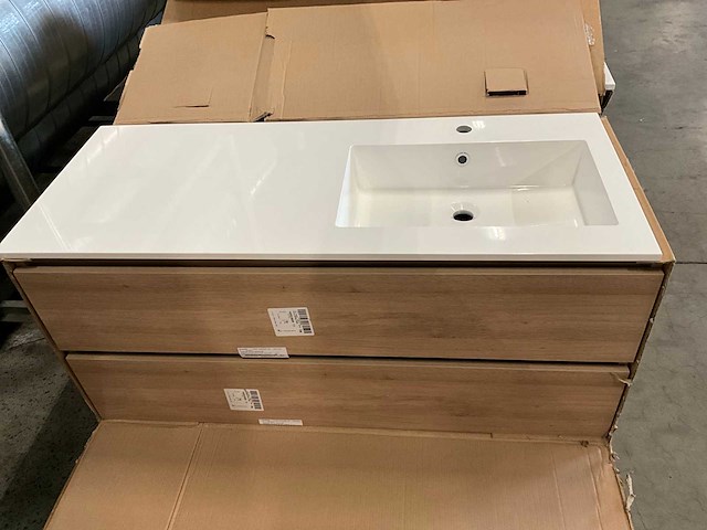 Kivu badkamerkast met wastafelblad en kolomkast - afbeelding 2 van  7