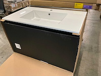 Kivu badkamerkast met wastafelblad en spiegel (2x) - afbeelding 1 van  9