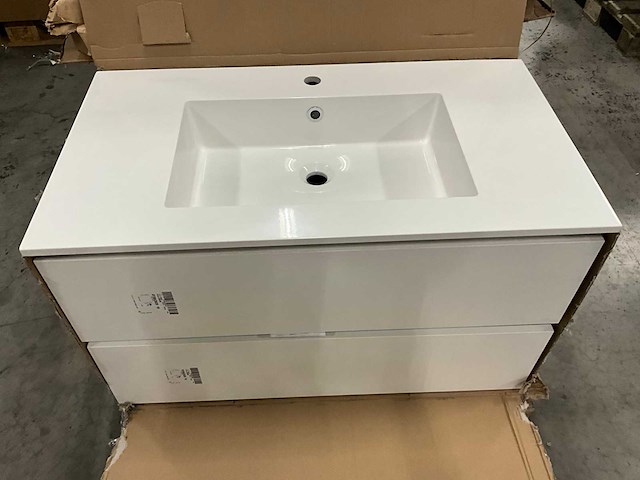 Kivu badkamerkast met wastafelblad en spiegel (2x) - afbeelding 8 van  9