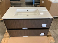 Kivu badkamerkast met wastafelblad en spiegel - afbeelding 2 van  11