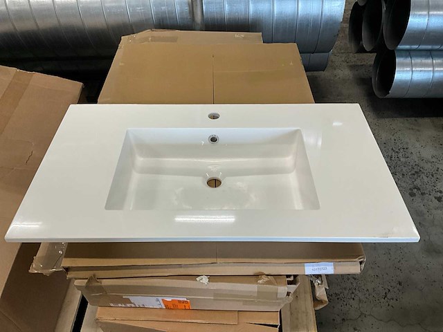 Kivu badkamerkast met wastafelblad en spiegel - afbeelding 8 van  11