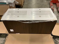 Kivu badkamerkast met wastafelblad en spiegel - afbeelding 2 van  7