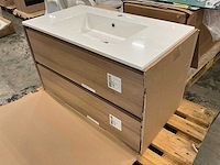 Kivu badkamerkast met wastafelblad en spiegel - afbeelding 1 van  10