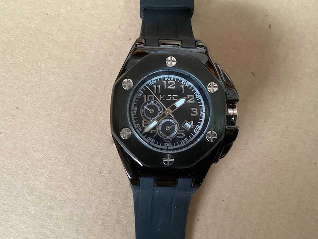 Kjc horloge met rubber band, zwart (12x) - afbeelding 2 van  6