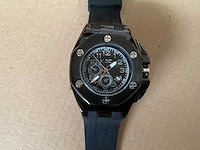 Kjc horloge met rubber band, zwart (12x) - afbeelding 2 van  6
