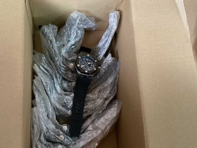 Kjc horloge met rubber band, zwart (12x) - afbeelding 5 van  6