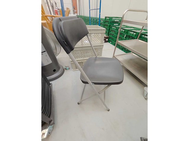 Klapstoel, grijs/zwart, inclusief transportkar (50x) - afbeelding 1 van  4