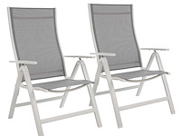 Klapstoel (x2) xl, ergonomische vorm, verstelbaar in 7 posities, ondersteunt tot 140 kg - wit - afbeelding 1 van  8