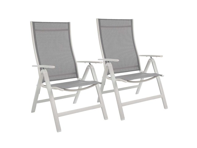 Klapstoel (x2) xl, ergonomische vorm, verstelbaar in 7 posities, ondersteunt tot 140 kg - wit - afbeelding 2 van  8