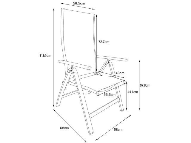 Klapstoel (x2) xl, ergonomische vorm, verstelbaar in 7 posities, ondersteunt tot 140 kg - wit - afbeelding 7 van  8