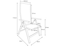Klapstoel (x2) xl, ergonomische vorm, verstelbaar in 7 posities, ondersteunt tot 140 kg - wit - afbeelding 7 van  8