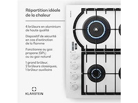 Klarstein ignito gasplaat 4 branders 8000w veiligheidsvlam elektrische ontstekingplaat wit - afbeelding 3 van  4