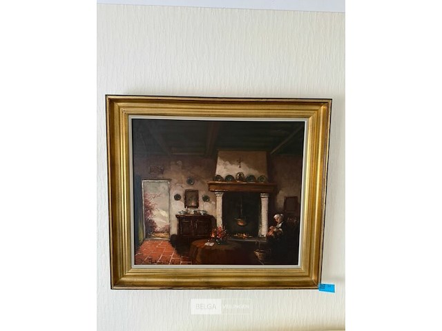 Klassiek schilderij van boereninterieur - afbeelding 1 van  2